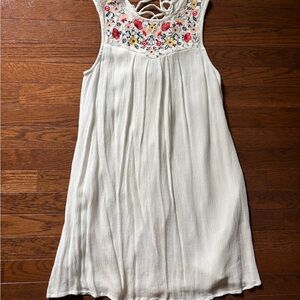 Trixxi White Dress with Red and Yellow Floral Embroidery